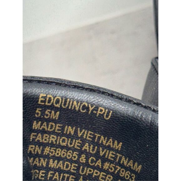 Open Edit Sandals Size 5.5 Qarly Heeled Black Open Square Toe Slip On Heels - Picture 7 of 8